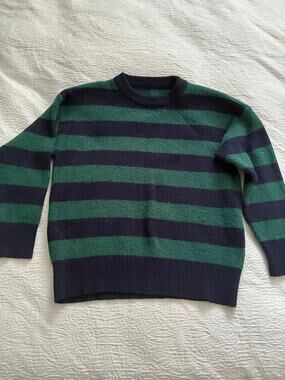 Small Mens Acrylic Sweater Black and Green Stripes